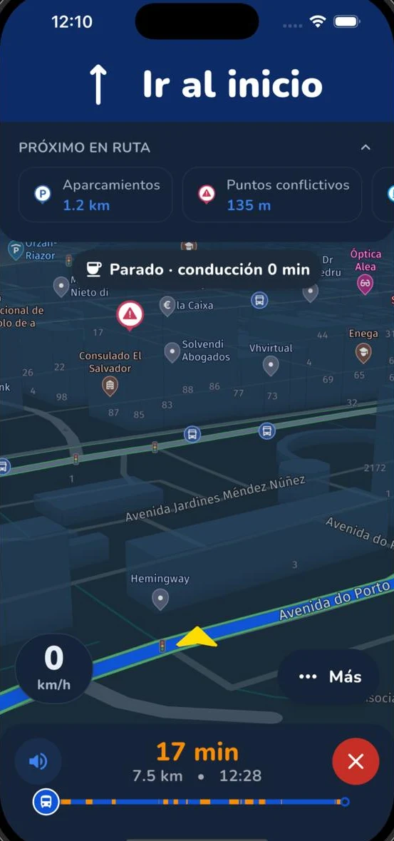 Navegación para camión con avisos en ruta
